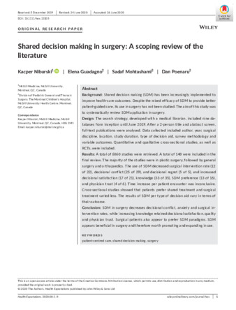 Shared decision making in surgery: A scoping review of the literature thumbnail