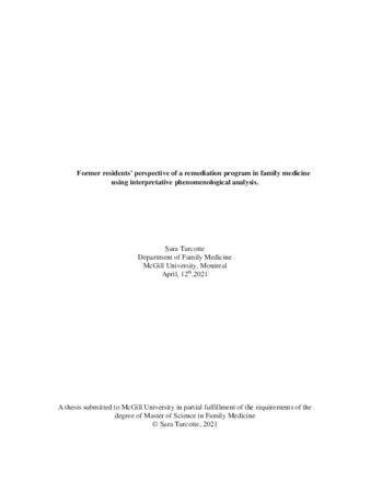 Former residents' perspective of a remediation program in family medicine using interpretative phenomenological analysis thumbnail