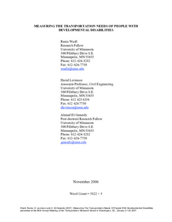 Measuring The Transportation Needs Of People With Developmental Disabilities thumbnail