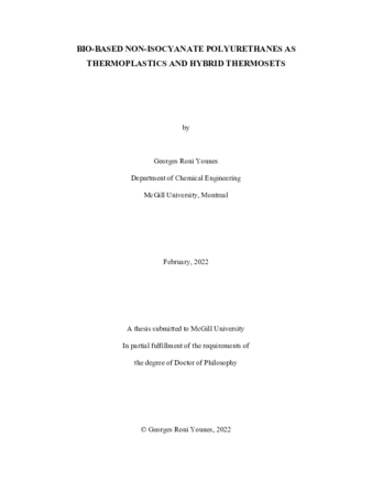 Bio-based non-isocyanate polyurethanes as thermoplastics and hybrid thermosets thumbnail