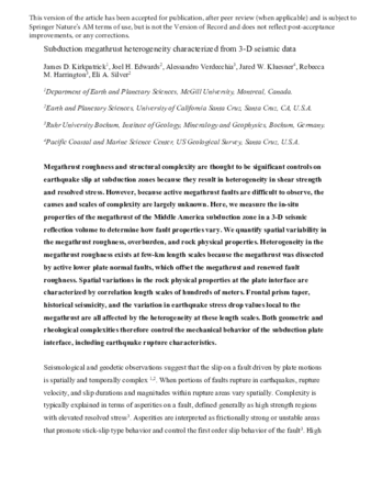 Subduction megathrust heterogeneity characterized from 3D seismic data thumbnail