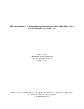 Risk communication of environmental contaminants in Indigenous traditional food sources in northern Canada: A systematic review thumbnail