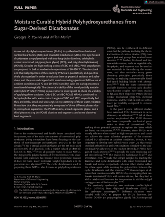 Moisture Curable Hybrid Polyhydroxyurethanes from Sugar-Derived Dicarbonates thumbnail