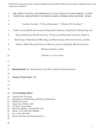 The effects of sex and menstrual cycle phase on sympathetic action potential recruitment patterns during hypercapnic-hypoxic apnea thumbnail