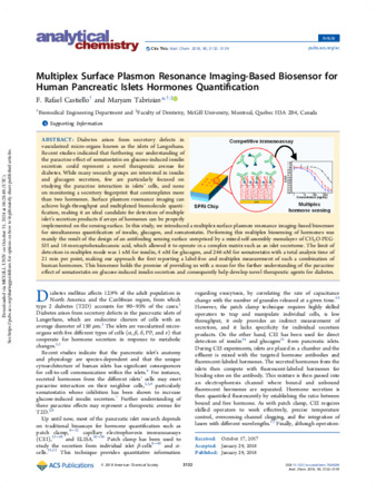 Multiplex Surface Plasmon Resonance Imaging-Based Biosensor for Human Pancreatic Islets Hormones Quantification thumbnail
