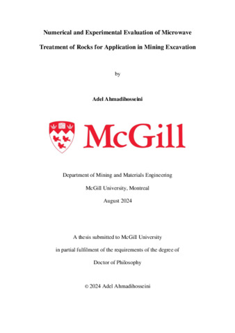 Numerical and Experimental Evaluation of Microwave Treatment of Rocks for Application in Mining Excavation thumbnail