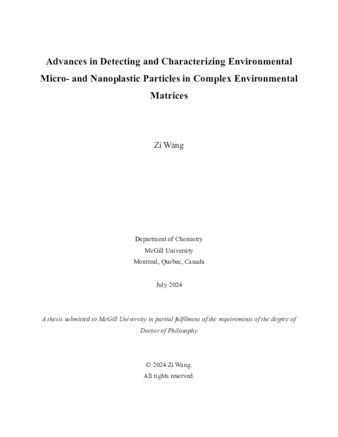 Advances in detecting and characterizing environmental micro- and nanoplastic particles in complex environmental matrices thumbnail
