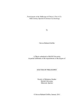 Participants in the sufferings of Christ (1 Pet 4:13): 16th-century Spanish protestant ecclesiology thumbnail