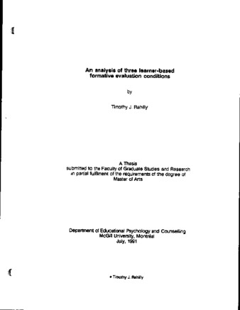 An analysis of three learner-based formative evaluation conditions / thumbnail