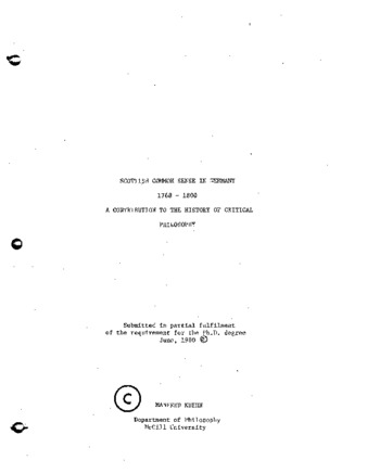 Scottish common sense in Germany, 1768-1800 : a contribution to the history of critical philosophy thumbnail