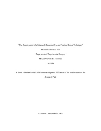 The development of a minimally invasive zygoma fracture repair technique thumbnail