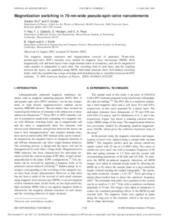 Magnetization switching in 70-nm-wide pseudo-spin-valve nanoelements thumbnail