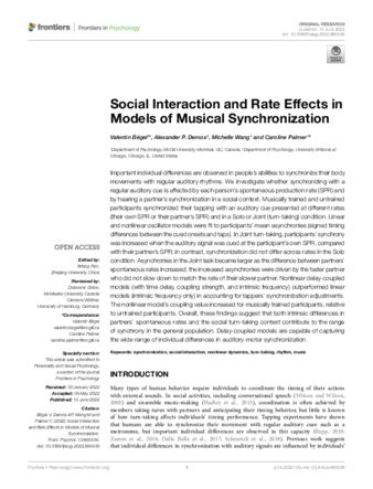 Social Interaction and Rate Effects in Models of Musical Synchronization thumbnail