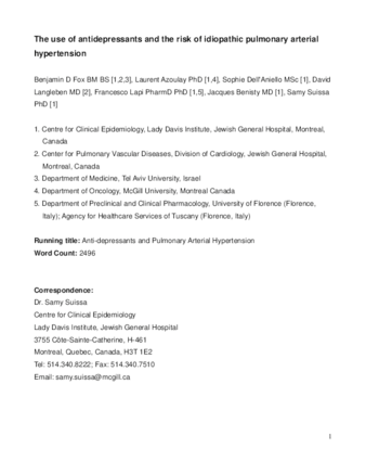 The use of antidepressants and the risk of idiopathic pulmonary arterial hypertension thumbnail