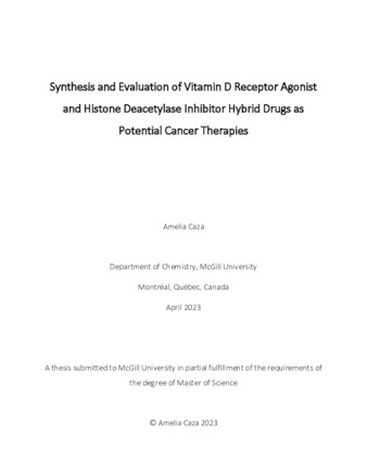 Synthesis and evaluation of vitamin D receptor agonist and histone deacetylase inhibitor hybrid drugs as potential cancer therapies thumbnail