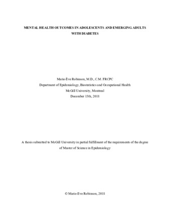 Mental health outcomes in adolescents and emerging adults with diabetes thumbnail