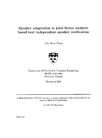 Speaker adaptation in joint factor analysis based text independent speaker verification thumbnail