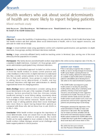 Health workers who ask about social determinants of health are more likely to report helping patients: Mixed-methods study thumbnail