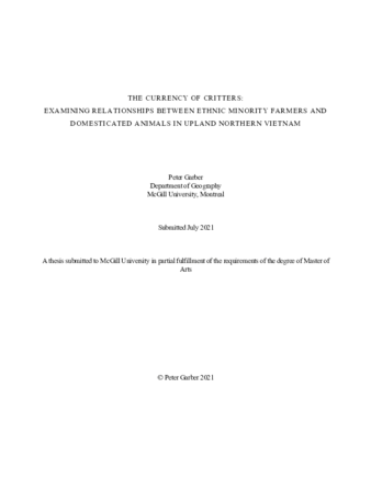 The currency of critters: Examining relationships between ethnic minority farmers and domesticated animals in upland northern Vietnam thumbnail