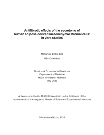 Anti-fibrotic effects of the secretome of human adipose-derived mesenchymal stromal cells: in vitro studies thumbnail