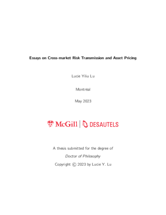 Essays on Cross-market Risk Transmission and Asset Pricing thumbnail