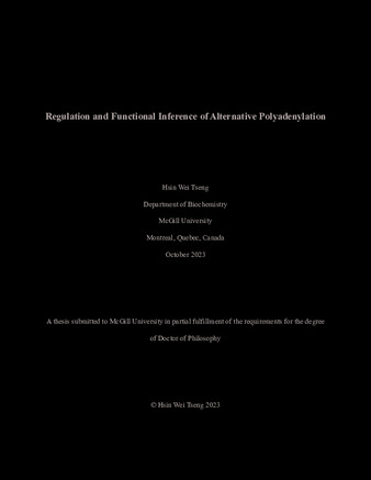 Regulation and functional inference of alternative polyadenylation thumbnail