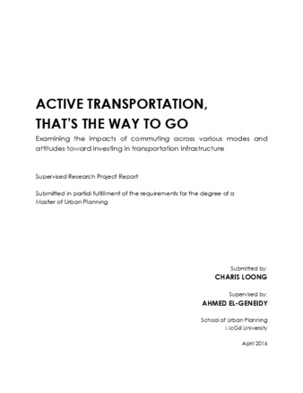 Active transportation, that's the way to go: examining the impacts of commuting across various modes and attitudes toward investing in transportation infrastructure thumbnail