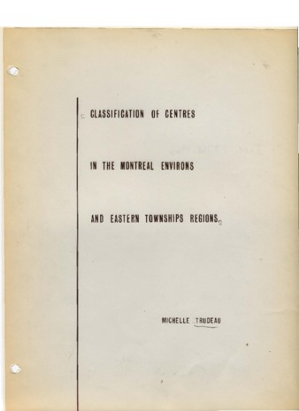 Classification of centres in the Montreal environs and Eastern townships regions. thumbnail
