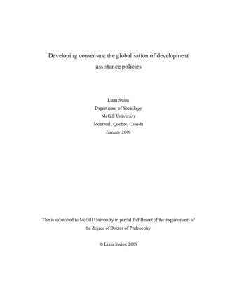Developing consensus: the globalisation of development assistance policies thumbnail