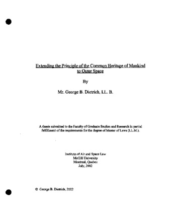 Extending the principle of the common heritage of mankind to outer space thumbnail