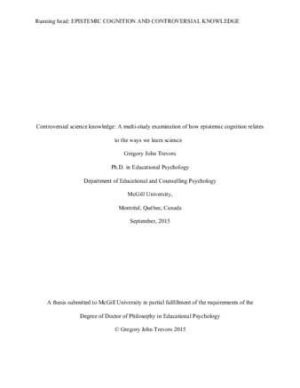 Controversial science knowledge: A multi-study examination of how epistemic cognition relates to the ways we learn science thumbnail