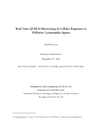 Real-time QCM-D monitoring of cellular responses to different cytomorphic agents. thumbnail