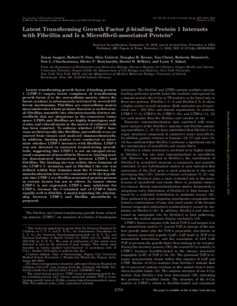 Latent Transforming Growth Factor β-binding Protein 1 Interacts with Fibrillin and Is a Microfibril-associated Protein thumbnail