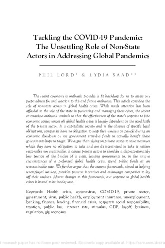 Tackling the COVID-19 Pandemic: The Unsettling Role of Non-State Actors in Addressing Global Pandemics thumbnail