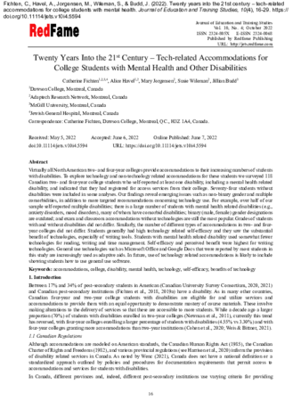 Twenty Years Into the 21st Century – Tech-related Accommodations for College Students with Mental Health and Other Disabilities thumbnail