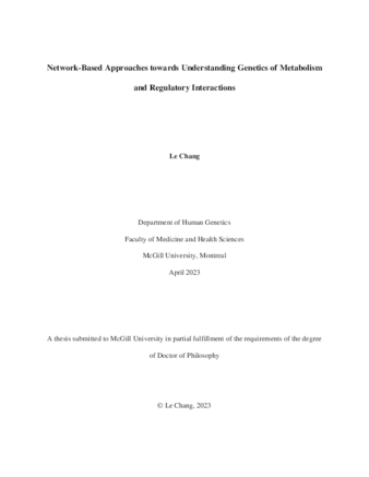 Network-based approaches towards understanding genetics of metabolism and regulatory interactions thumbnail