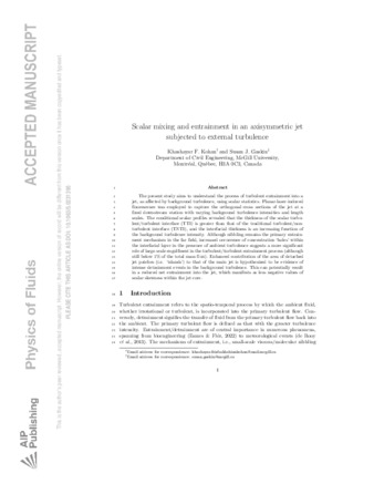 Scalar mixing and entrainment in an axisymmetric jet subjected to external turbulence thumbnail