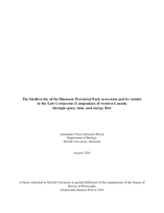 The Biodiversity of the Dinosaur Provincial Park Ecosystem and its Vicinity in the Late Cretaceous (Campanian) of Western Canada Through Space, Time, and Energy Flow thumbnail