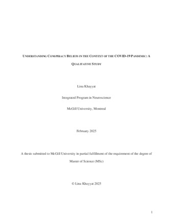 Understanding conspiracy beliefs in the context of the COVID-19 pandemic: a qualitative study thumbnail