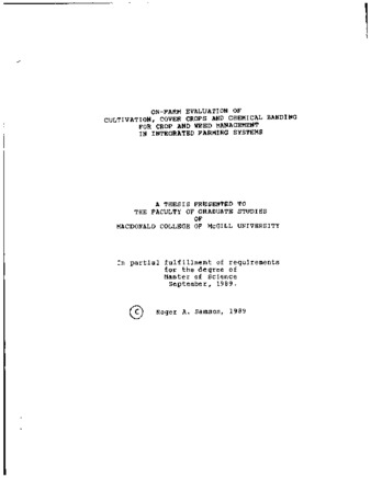 On-farm evaluation of cultivation, cover crops and chemical banding for crop and weed management in integrated farming systems thumbnail