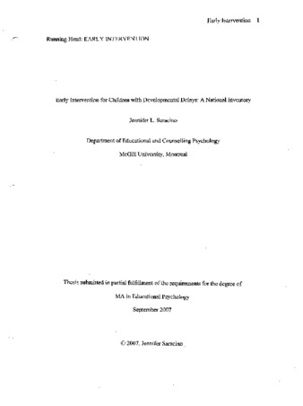 Early intervention for children with developmental delays : a national inventory thumbnail