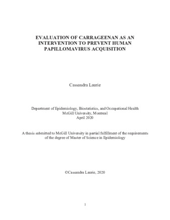 Evaluation of carrageenan as an intervention to prevent human papillomavirus acquisition thumbnail