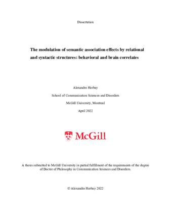 The modulation of semantic association effects by relational and syntactic structures: behavioral and brain correlates thumbnail