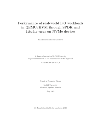 Performance of real-world I/O workloads in QEMU/KVM through SPDK and libvfio-user on NVMe devices thumbnail