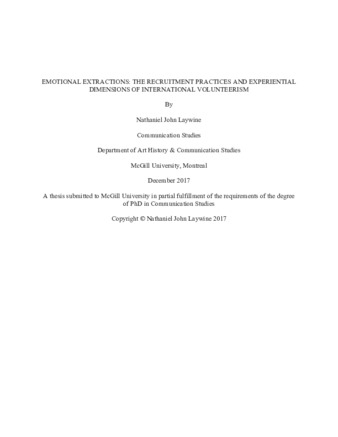Emotional extractions: the recruitment practices and experiential dimensions of international volunteerism thumbnail