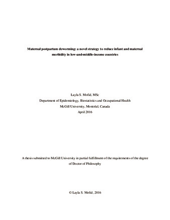 Maternal postpartum deworming: a novel strategy to reduce infant and maternal morbidity in low-and-middle-income countries thumbnail