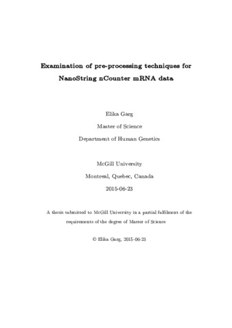 Examination of pre-processing techniques for NanoString nCounter mRNA data thumbnail