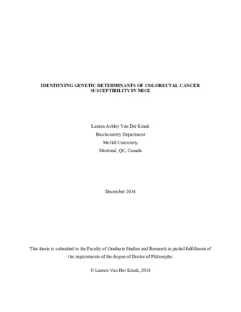 Indentifying genetic determinants of colorectal cancer susceptibility in mice thumbnail