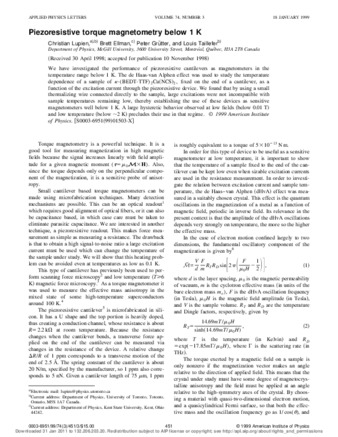 Piezoresistive torque magnetometry below 1 K thumbnail