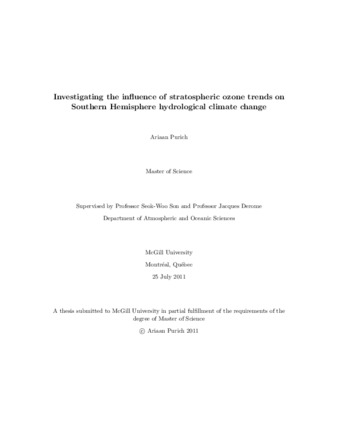 Investigating the influence of stratospheric ozone trends on Southern Hemisphere hydrological climate change thumbnail